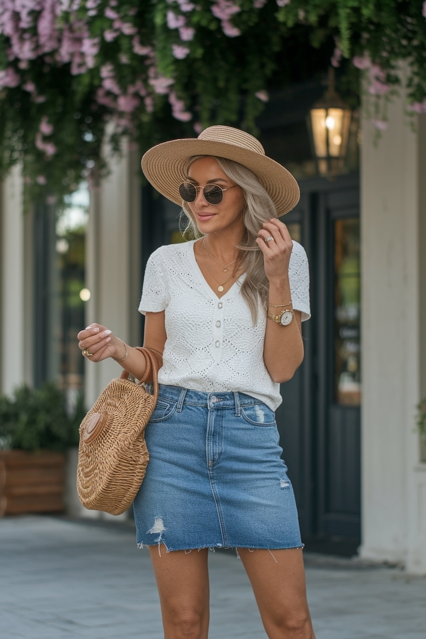 Semi Casual Outfit Women Denim Skirt: Versatile Choices outfit idea