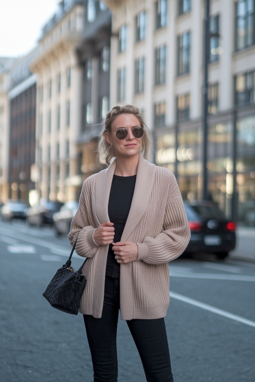 Shawl Collar Cardigan Outfit Women: Sophisticated Touch outfit idea