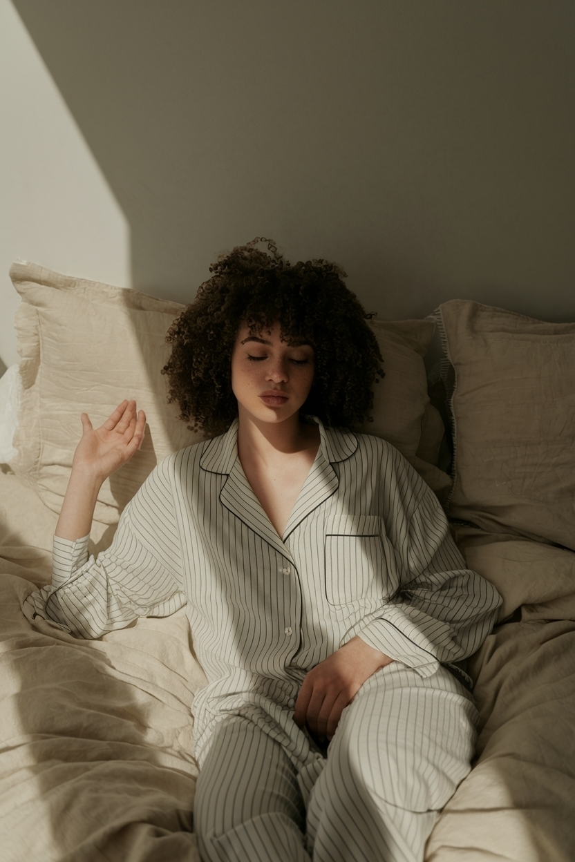 Sleepwear Set in Calm Tones Photographed: Relax in Style outfit idea