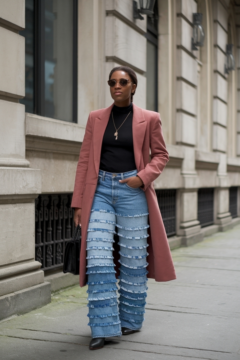 Stacked Jeans Outfit Black Women for a Unique Look outfit idea