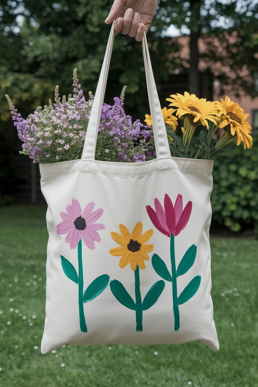 Tote Bag Painting Ideas Flowers for a Fresh Feel outfit idea