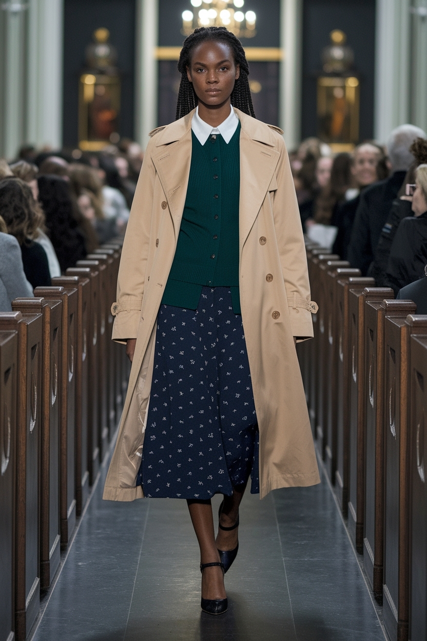 Trench Coat Church Outfit Black Women: Classy Layers outfit idea