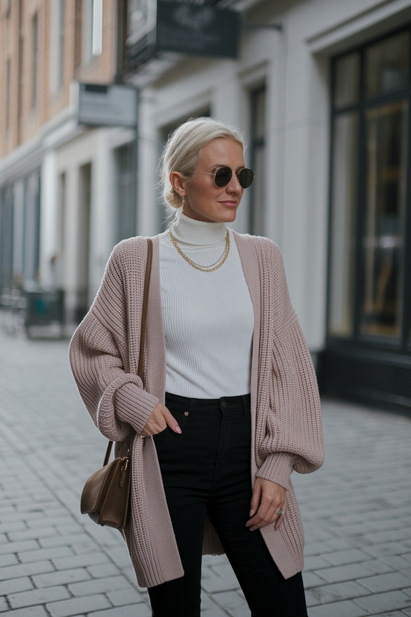 Turtle Neck with Cardigan Outfit Women: Layering Inspiration outfit idea
