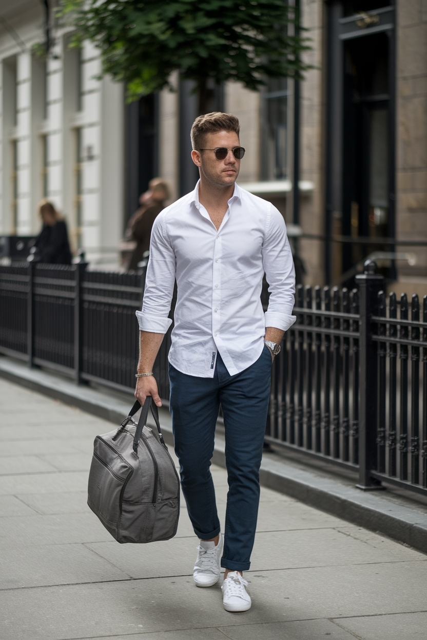 White Shirt Outfit for Men: Elevate Your Casual Look outfit idea