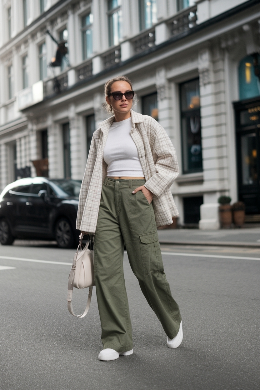Trendy Wide Leg Cargo Pants Outfit for Winter outfit idea