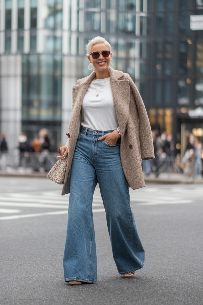 Wide Leg Jeans Outfit Women Over 30: Timeless Elegance outfit idea