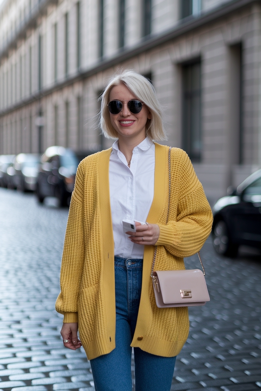 Yellow Cardigan Outfit for Women: Brighten Your Wardrobe outfit idea