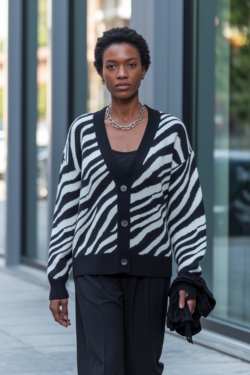 Zebra Cardigan Outfit Black Women: Bold Prints to Stand Out outfit idea